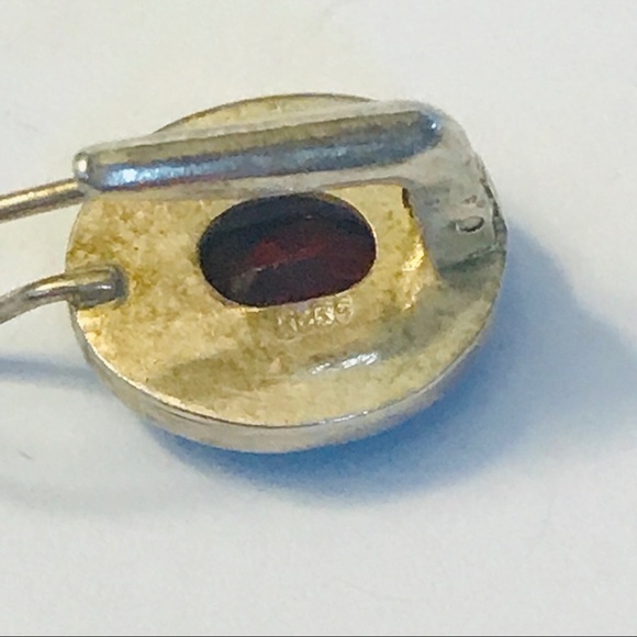 Sterling silver & red stone earrings - Picture 6 of 8